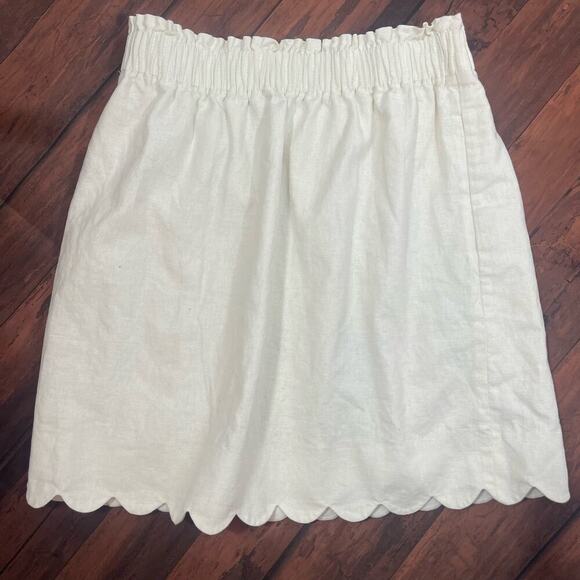 J. Crew Scalloped Hem Skirt Linen Blend Size 2 - Picture 6 of 6